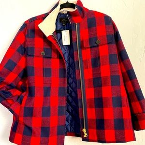 J.CREW Wool Lumberjack Checkered Plaid Sherpa Lined Flannel Jacket NWT